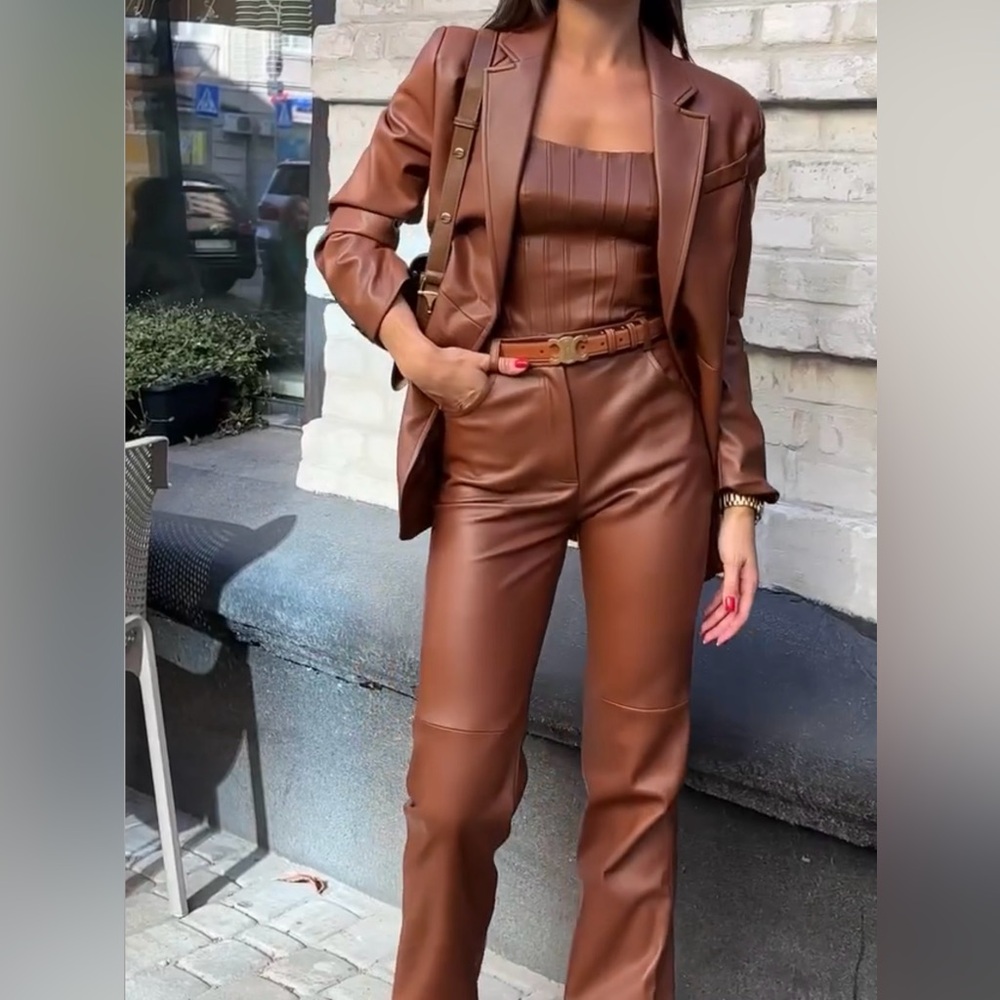 artificial leather high quality trousers